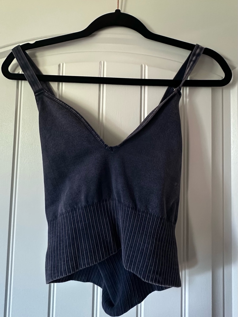 FP Movement by Free People Denim Colored V‑Neck Sports Bra Tank